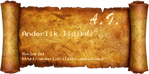 Anderlik Ildikó névjegykártya